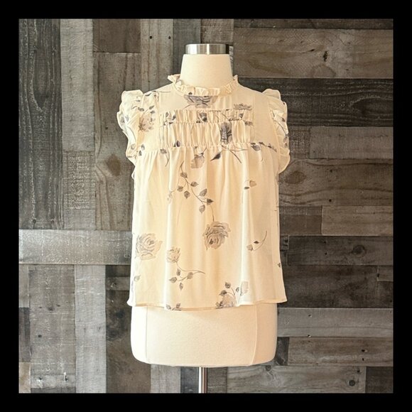torrid Tops - Torrid 00 sleeveless floral ruflle top pastel dark romantic whimsigoth summer